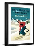 Mont Blanc, Chamonix, You Are Here!-Michael Crampton-Framed Art Print