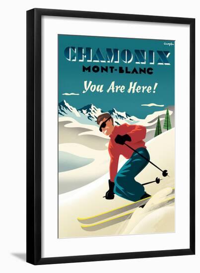 Mont Blanc, Chamonix, You Are Here!-Michael Crampton-Framed Art Print