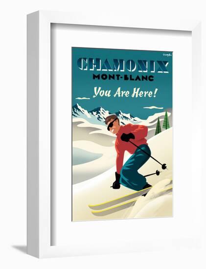 Mont Blanc, Chamonix, You Are Here!-Michael Crampton-Framed Art Print