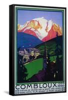 Mont Blanc, France - Skiing at Combloux Promotional Poster-Lantern Press-Framed Stretched Canvas