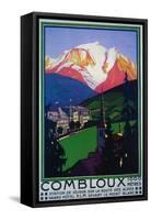 Mont Blanc, France - Skiing at Combloux Promotional Poster-Lantern Press-Framed Stretched Canvas