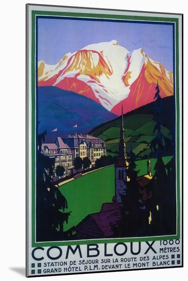 Mont Blanc, France - Skiing at Combloux Promotional Poster-Lantern Press-Mounted Art Print