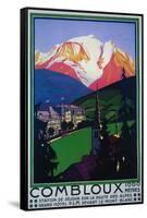Mont Blanc, France - Skiing at Combloux Promotional Poster-Lantern Press-Framed Stretched Canvas