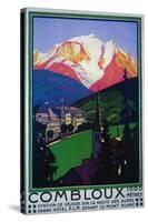 Mont Blanc, France - Skiing at Combloux Promotional Poster-Lantern Press-Stretched Canvas