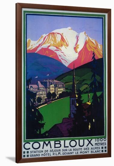 Mont Blanc, France - Skiing at Combloux Promotional Poster-Lantern Press-Framed Art Print