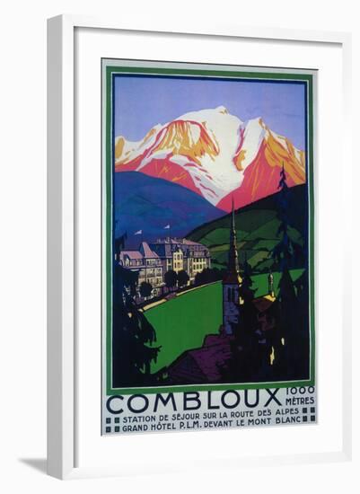 Mont Blanc, France - Skiing at Combloux Promotional Poster-Lantern Press-Framed Art Print