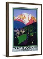 Mont Blanc, France - Skiing at Combloux Promotional Poster-Lantern Press-Framed Art Print