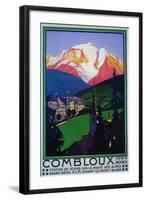 Mont Blanc, France - Skiing at Combloux Promotional Poster-Lantern Press-Framed Art Print