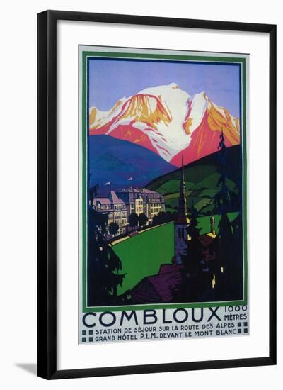 Mont Blanc, France - Skiing at Combloux Promotional Poster-Lantern Press-Framed Art Print