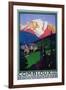 Mont Blanc, France - Skiing at Combloux Promotional Poster-Lantern Press-Framed Art Print