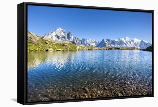 Mont Blanc from Lac Des Cheserys, Haute Savoie. French Alps, France-Roberto Moiola-Framed Stretched Canvas