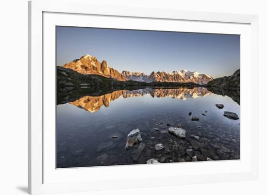 Mont Blanc Range Reflected at Sunrise from the Shore of Lac Des Cheserys-Roberto Moiola-Framed Photographic Print