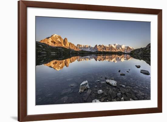 Mont Blanc Range Reflected at Sunrise from the Shore of Lac Des Cheserys-Roberto Moiola-Framed Photographic Print