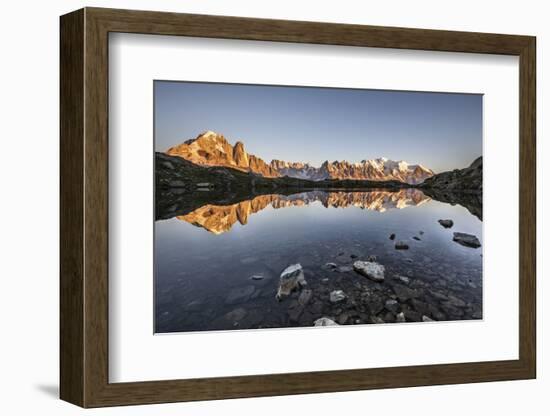 Mont Blanc Range Reflected at Sunrise from the Shore of Lac Des Cheserys-Roberto Moiola-Framed Photographic Print