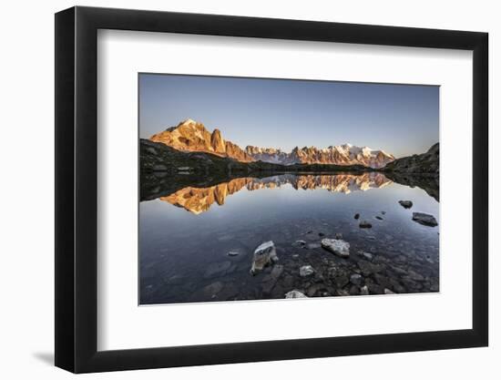 Mont Blanc Range Reflected at Sunrise from the Shore of Lac Des Cheserys-Roberto Moiola-Framed Photographic Print