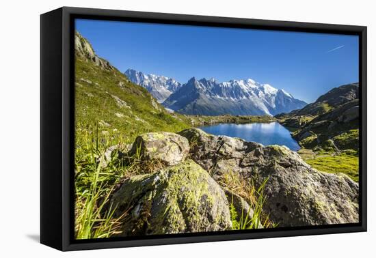 Mont Blanc Range Seen from Lac Des Cheserys, Aiguille Vert, Haute Savoie, French Alps, France-Roberto Moiola-Framed Stretched Canvas