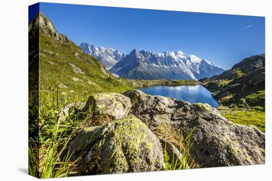 Mont Blanc Range Seen from Lac Des Cheserys, Aiguille Vert, Haute Savoie, French Alps, France-Roberto Moiola-Stretched Canvas