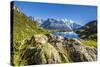 Mont Blanc Range Seen from Lac Des Cheserys, Aiguille Vert, Haute Savoie, French Alps, France-Roberto Moiola-Stretched Canvas