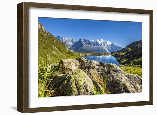 Mont Blanc Range Seen from Lac Des Cheserys, Aiguille Vert, Haute Savoie, French Alps, France-Roberto Moiola-Framed Photographic Print