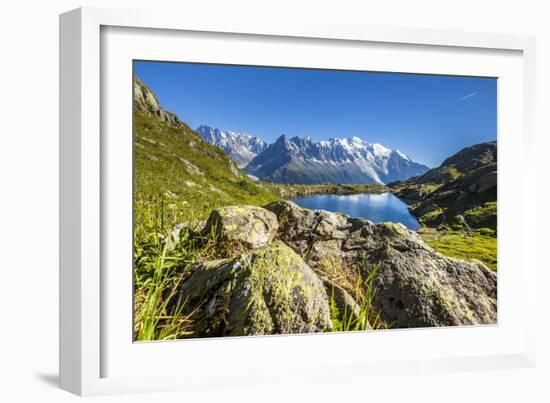 Mont Blanc Range Seen from Lac Des Cheserys, Aiguille Vert, Haute Savoie, French Alps, France-Roberto Moiola-Framed Photographic Print