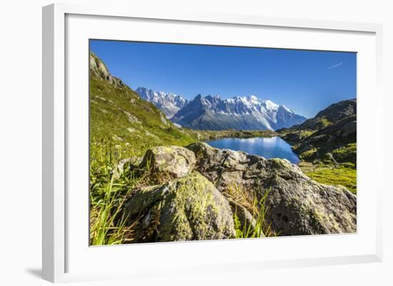 Mont Blanc Range Seen from Lac Des Cheserys, Aiguille Vert, Haute Savoie, French Alps, France-Roberto Moiola-Framed Photographic Print