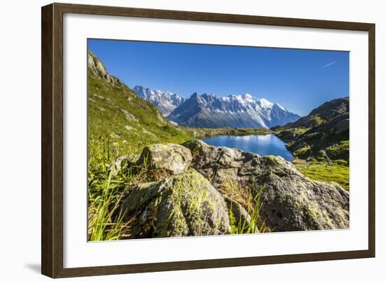 Mont Blanc Range Seen from Lac Des Cheserys, Aiguille Vert, Haute Savoie, French Alps, France-Roberto Moiola-Framed Photographic Print