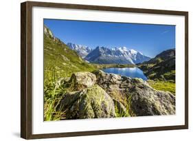 Mont Blanc Range Seen from Lac Des Cheserys, Aiguille Vert, Haute Savoie, French Alps, France-Roberto Moiola-Framed Photographic Print