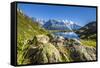 Mont Blanc Range Seen from Lac Des Cheserys, Aiguille Vert, Haute Savoie, French Alps, France-Roberto Moiola-Framed Stretched Canvas