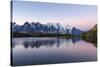 Mont Blanc Reflected During Twilight in Lac Des Cheserys, Haute Savoie, French Alps, France-Roberto Moiola-Stretched Canvas