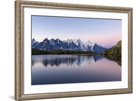 Mont Blanc Reflected During Twilight in Lac Des Cheserys, Haute Savoie, French Alps, France-Roberto Moiola-Framed Photographic Print