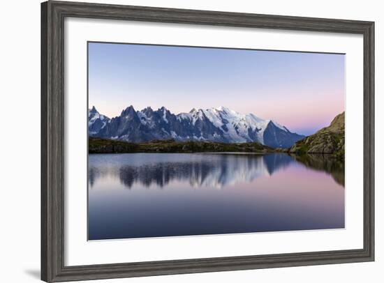 Mont Blanc Reflected During Twilight in Lac Des Cheserys, Haute Savoie, French Alps, France-Roberto Moiola-Framed Photographic Print