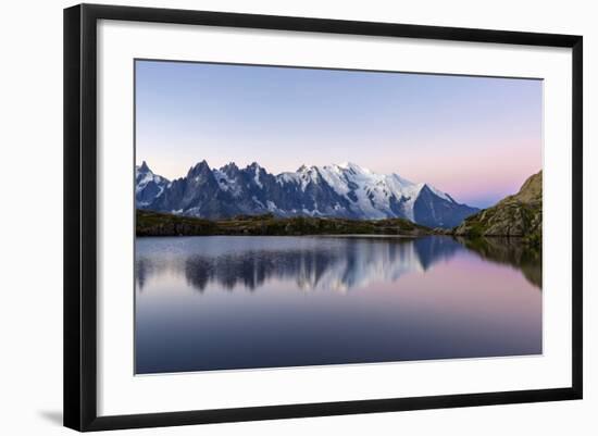 Mont Blanc Reflected During Twilight in Lac Des Cheserys, Haute Savoie, French Alps, France-Roberto Moiola-Framed Photographic Print