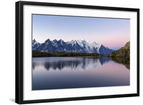 Mont Blanc Reflected During Twilight in Lac Des Cheserys, Haute Savoie, French Alps, France-Roberto Moiola-Framed Photographic Print