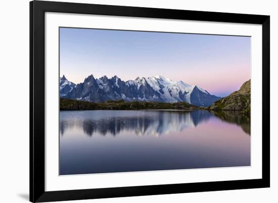 Mont Blanc Reflected During Twilight in Lac Des Cheserys, Haute Savoie, French Alps, France-Roberto Moiola-Framed Photographic Print