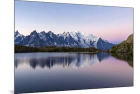 Mont Blanc Reflected During Twilight in Lac Des Cheserys, Haute Savoie, French Alps, France-Roberto Moiola-Mounted Photographic Print