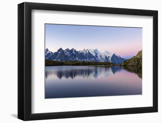 Mont Blanc Reflected During Twilight in Lac Des Cheserys, Haute Savoie, French Alps, France-Roberto Moiola-Framed Photographic Print