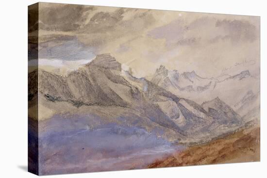 Mont Dauphiny, Near Chartreuse (W/C and Pencil on Paper)-John Ruskin-Stretched Canvas