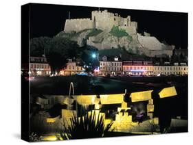 Mont Orgueil Castle at Night, Gorey, Jersey, Channel Islands-Peter Thompson-Stretched Canvas