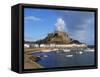 Mont Orgueil Castle, Gorey Harbour, Jersey, Channel Islands, UK-Robert Harding-Framed Stretched Canvas