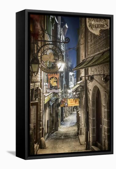 Mont Saint Michel La Grande Rue-Philippe Manguin-Framed Stretched Canvas