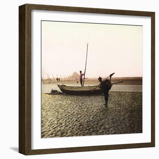 Mont-Saint-Michel (Manche), Fishing on the Shore-Leon, Levy et Fils-Framed Photographic Print