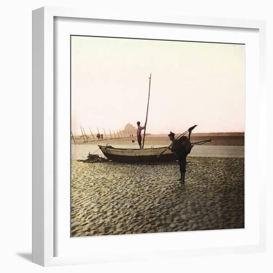 Mont-Saint-Michel (Manche), Fishing on the Shore-Leon, Levy et Fils-Framed Photographic Print