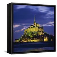 Mont St. Michel, Illuminated at Dusk, La Manche Region, Basse-Normandie, France-Roy Rainford-Framed Stretched Canvas