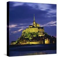 Mont St. Michel, Illuminated at Dusk, La Manche Region, Basse-Normandie, France-Roy Rainford-Stretched Canvas