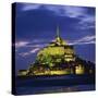 Mont St. Michel, Illuminated at Dusk, La Manche Region, Basse-Normandie, France-Roy Rainford-Stretched Canvas