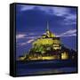 Mont St. Michel, Illuminated at Dusk, La Manche Region, Basse-Normandie, France-Roy Rainford-Framed Stretched Canvas