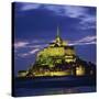 Mont St. Michel, Illuminated at Dusk, La Manche Region, Basse-Normandie, France-Roy Rainford-Stretched Canvas