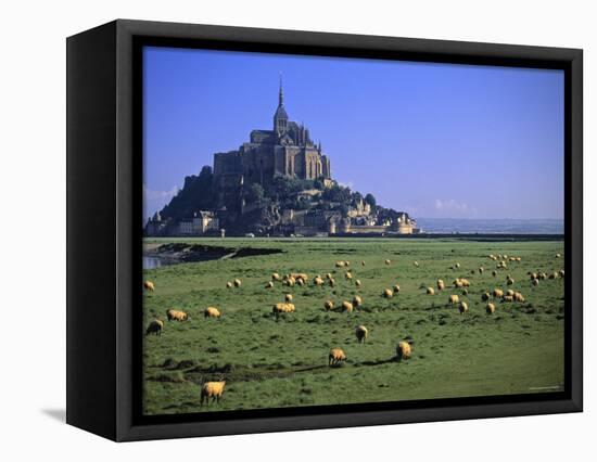 Mont St Michel, Manche, Normandy, France-Walter Bibikow-Framed Stretched Canvas