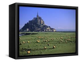 Mont St Michel, Manche, Normandy, France-Walter Bibikow-Framed Stretched Canvas