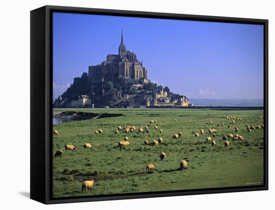 Mont St Michel, Manche, Normandy, France-Walter Bibikow-Framed Stretched Canvas